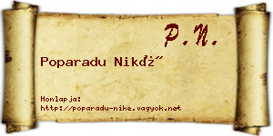 Poparadu Niké névjegykártya